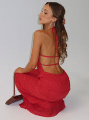 Klarissa Halter Maxi Dress Red