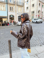 City Jacket In Brown With Studs