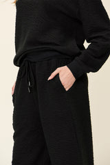 Hazel Blues® | Double Take Texture Long Sleeve Top and Pants Set