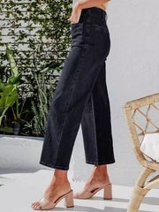 Hazel Blues® | Button Fly Cropped Jeans with Pockets