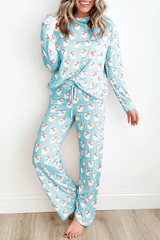 Hazel Blues® | Santa Print Long Sleeve Top and Pants Lounge Set