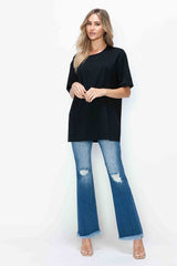 Hazel Blues® | bytos Raw Hem Distressed High Rise Bootcut Jeans