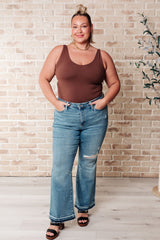 Hazel Blues® | Isla Mid Rise Distressed Released Hem Bootcut Jeans