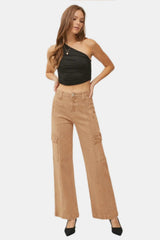 Hazel Blues® | RISEN High Rise Wide Leg Cargo Jeans