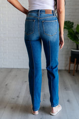 Hazel Blues® | Campbell High Rise Center Seam Detail Straight Jeans