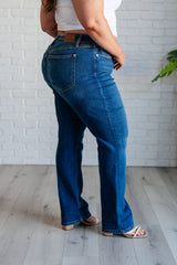 Hazel Blues® | Campbell High Rise Center Seam Detail Straight Jeans