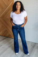 Hazel Blues® | Mavis High Rise Side Seam Detail Flare Jeans