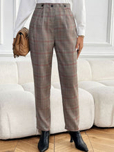 Hazel Blues® | Perfee Plaid Straight Pants with Pockets