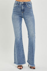 Hazel Blues® | RISEN High Waist Raw Hem Flare Jeans
