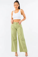 Hazel Blues® | American Bazi High Waist Distressed Wide Leg Jeans
