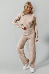 Hazel Blues® | Double Take Checkered Round Neck Top and Pants Set