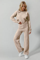 Hazel Blues® | Double Take Checkered Round Neck Top and Pants Set