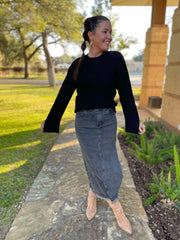 Hazel Blues® | PREORDER: Worth The Risk Black Denim Skirt
