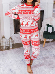Hazel Blues® | Christmas Element Round Neck Top and Pants Set