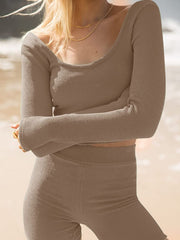 Hazel Blues® | Scoop Neck Long Sleeve Top and Shorts Set