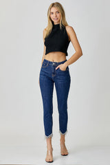 Hazel Blues® | RISEN Embellished Mid Rise Crop Skinny Jeans