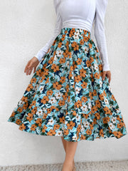 Hazel Blues® | Printed Elastic Waist Midi Skirt