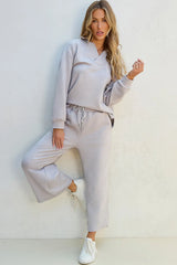 Hazel Blues® | Textured Long Sleeve Top and Drawstring Pants Set