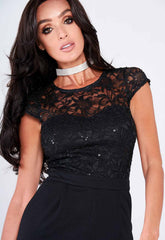 Lady Flare Black Sequin Jumpsuit