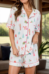 Hazel Blues® | Printed Short Sleeve Top and Shorts Lounge Set