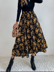 Hazel Blues® | Printed Elastic Waist Midi Skirt