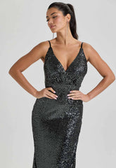 LBD Collection Gunmetal Hollywood Sequin Dress