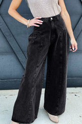 Hazel Blues® | High Rise Wide Leg Jeans with Pockets