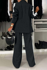 Hazel Blues® | Contrast Lapel Collar Top and Pants Set