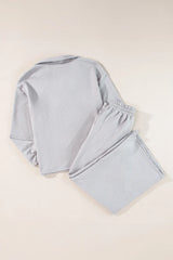 Hazel Blues® | Textured Long Sleeve Top and Drawstring Pants Set