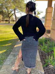 Hazel Blues® | PREORDER: Worth The Risk Black Denim Skirt