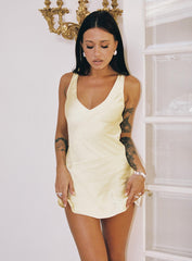 Kingslie Low Back Mini Dress Baby Yellow