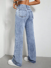 Hazel Blues® | Contrast Bootcut Jeans with Pockets