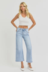 Hazel Blues® | RISEN High Rise Seamed Detail Wide Leg Crop Jeans