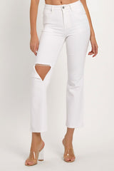 Hazel Blues® | RISEN Distressed Cropped Straight Jeans