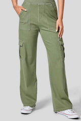 Hazel Blues® | High Waist Straight Leg Cargo Jeans