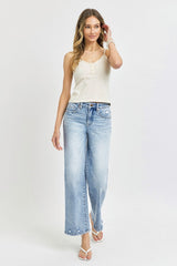Hazel Blues® | RISEN Tummy Control High Rise Crop Wide Leg Jeans