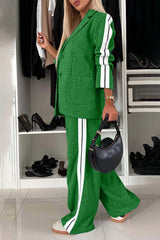 Hazel Blues® | Contrast Lapel Collar Top and Pants Set