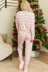 Hazel Blues® | Santa Print Long Sleeve Top and Pants Lounge Set