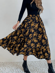 Hazel Blues® | Printed Elastic Waist Midi Skirt