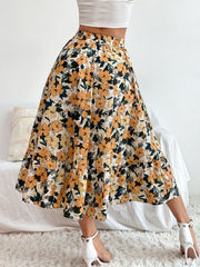 Hazel Blues® | Printed Elastic Waist Midi Skirt