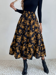 Hazel Blues® | Printed Elastic Waist Midi Skirt