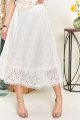 Hazel Blues® | ADORA Elastic Waist Lace Midi Skirt