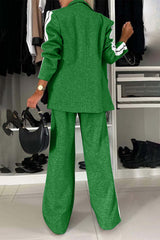 Hazel Blues® | Contrast Lapel Collar Top and Pants Set