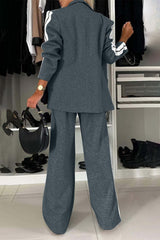 Hazel Blues® | Contrast Lapel Collar Top and Pants Set