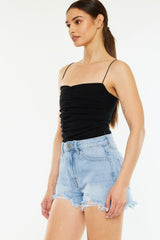 Hazel Blues® | Kancan Raw Hem Distressed High Waist Denim Shorts