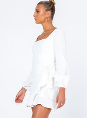 The Villa Long Sleeve Mini Dress White