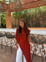 Leila Asymetrical Top in Terracotta