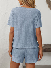 Hazel Blues® | Mandy V-Neck Short Sleeve Top and Shorts Set