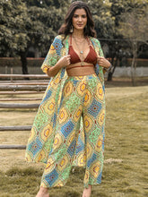 Hazel Blues® | Printed Half Sleeve Top and Wide Leg Pants Set