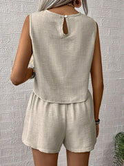 Hazel Blues® | Round Neck Sleeveless Top and Shorts Set